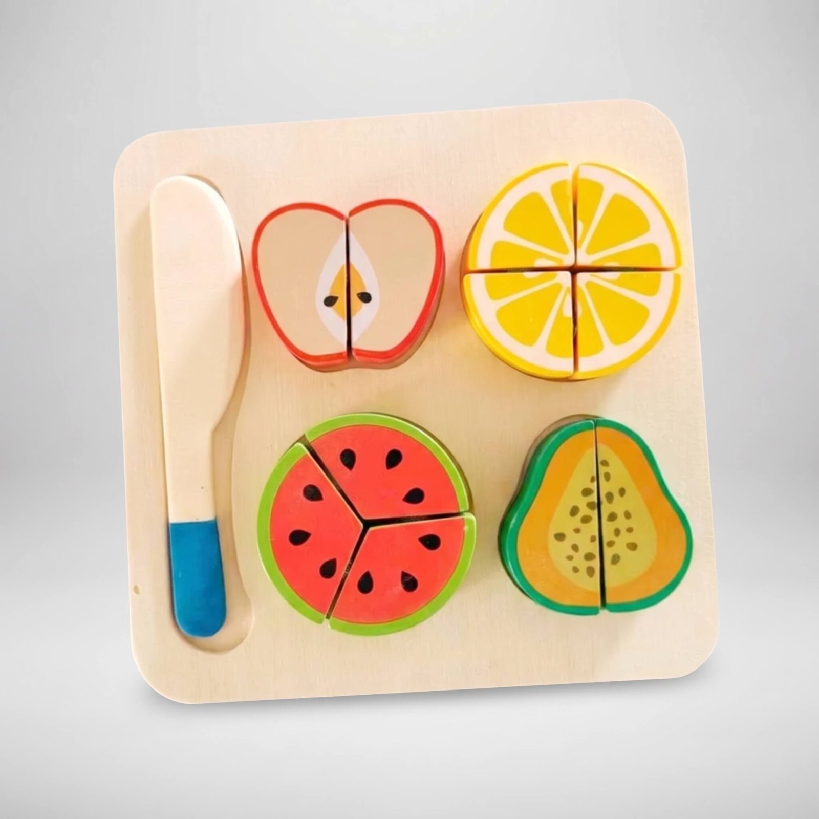 Tábua de Frutas em velcro educativas